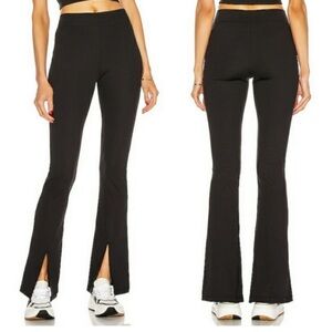 Nylora Ribbed Flare Pant Hem Leg Slit Black Size Large